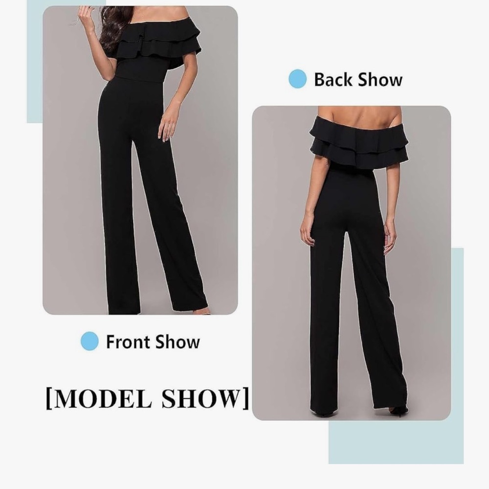 Fashion Nova Black Ruffle Off-Shoulder Jumpsuit